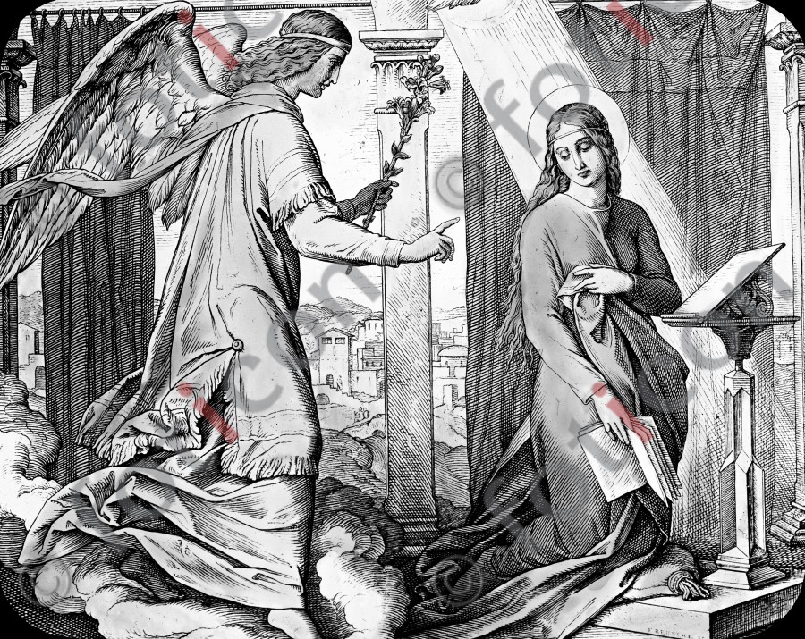 Verkündigung an Maria | Annunciation - Foto foticon-simon-043-sw-002.jpg | foticon.de - Bilddatenbank für Motive aus Geschichte und Kultur